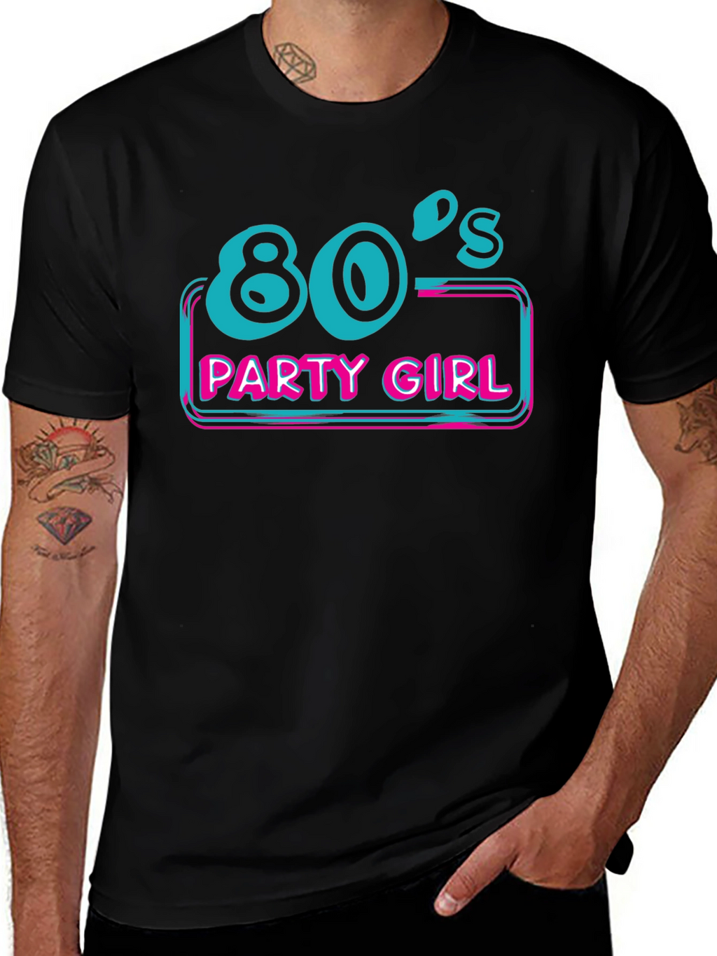 80s Party Girl Tee - Retro Style Graphic Print