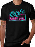 80s Party Girl Tee - Retro Style Graphic Print