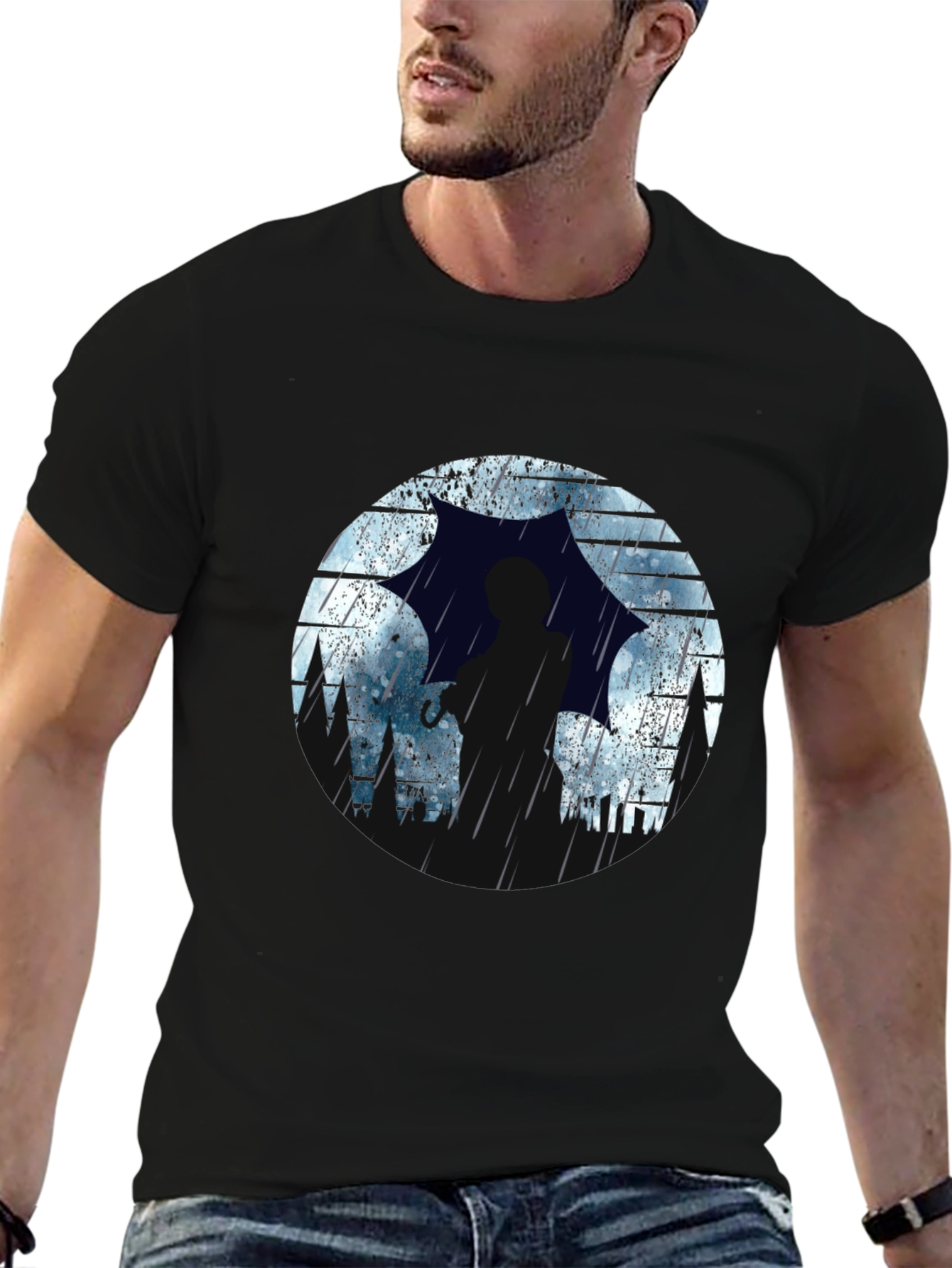 Rainy Silhouette Graphic T-Shirt