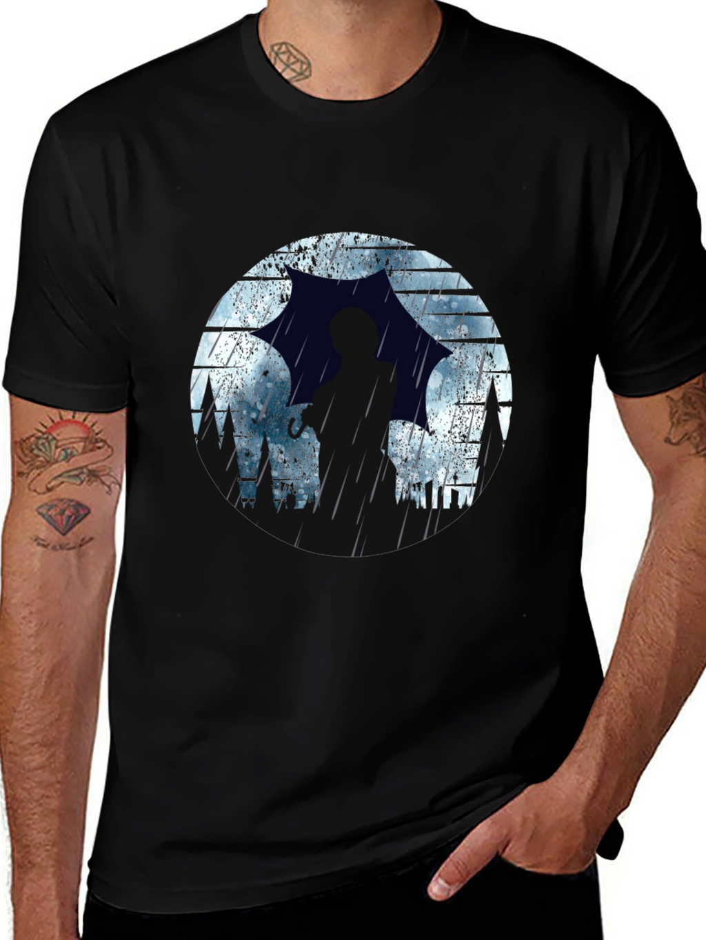 Rainy Silhouette Graphic T-Shirt