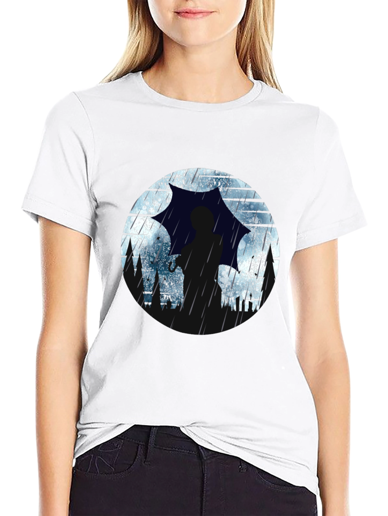 Rainy Silhouette Graphic T-Shirt