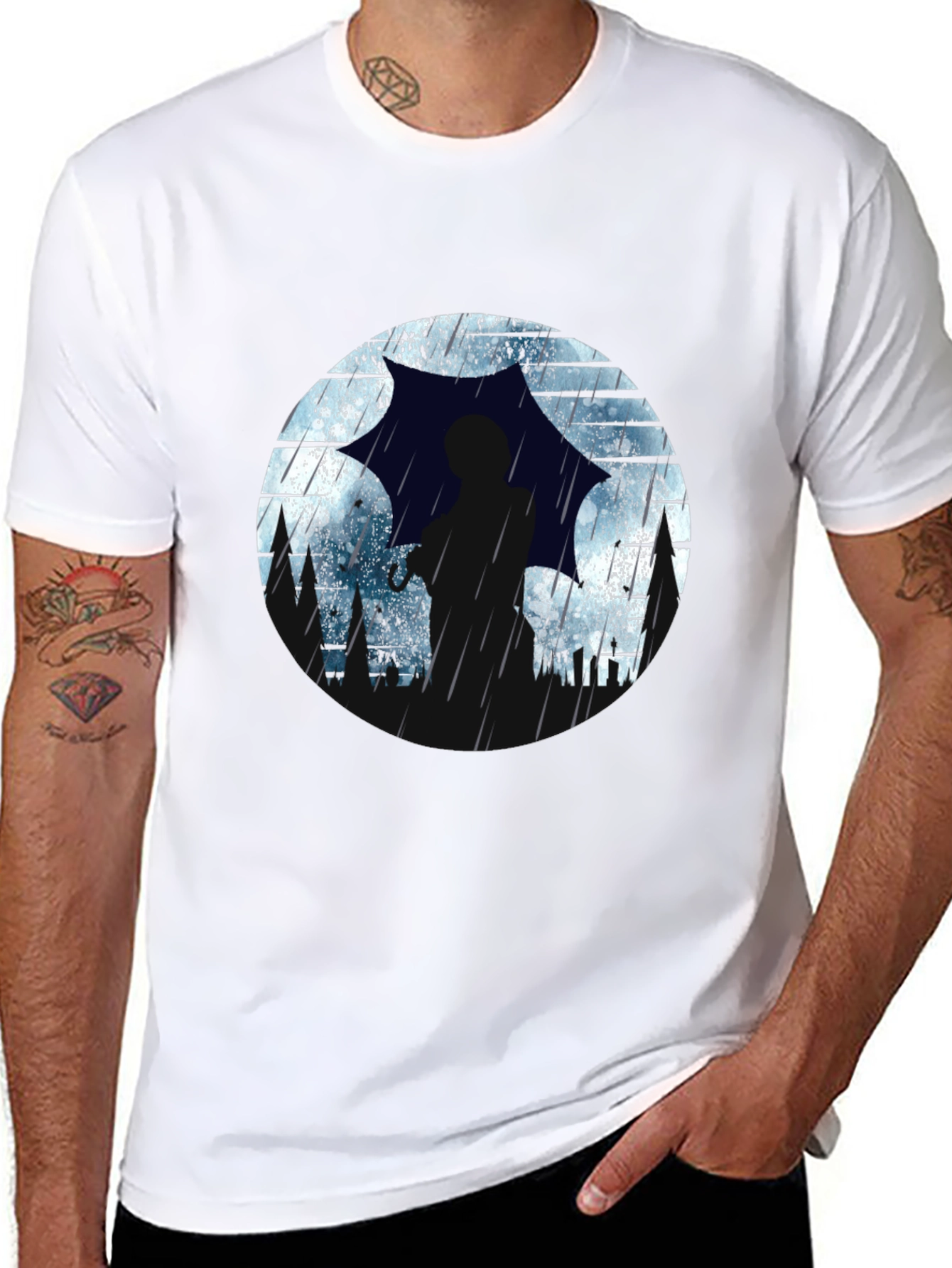 Rainy Silhouette Graphic T-Shirt
