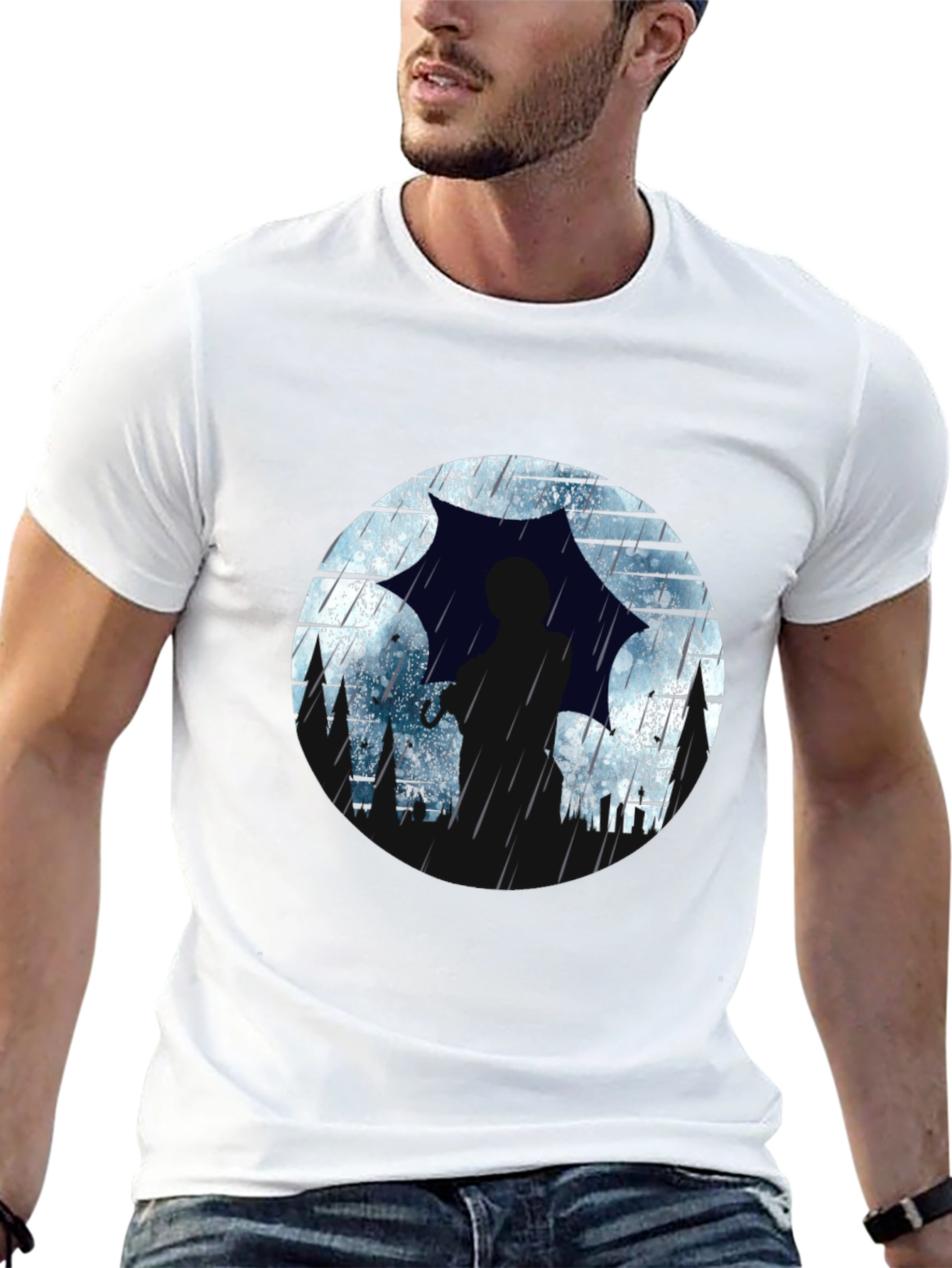 Rainy Silhouette Graphic T-Shirt