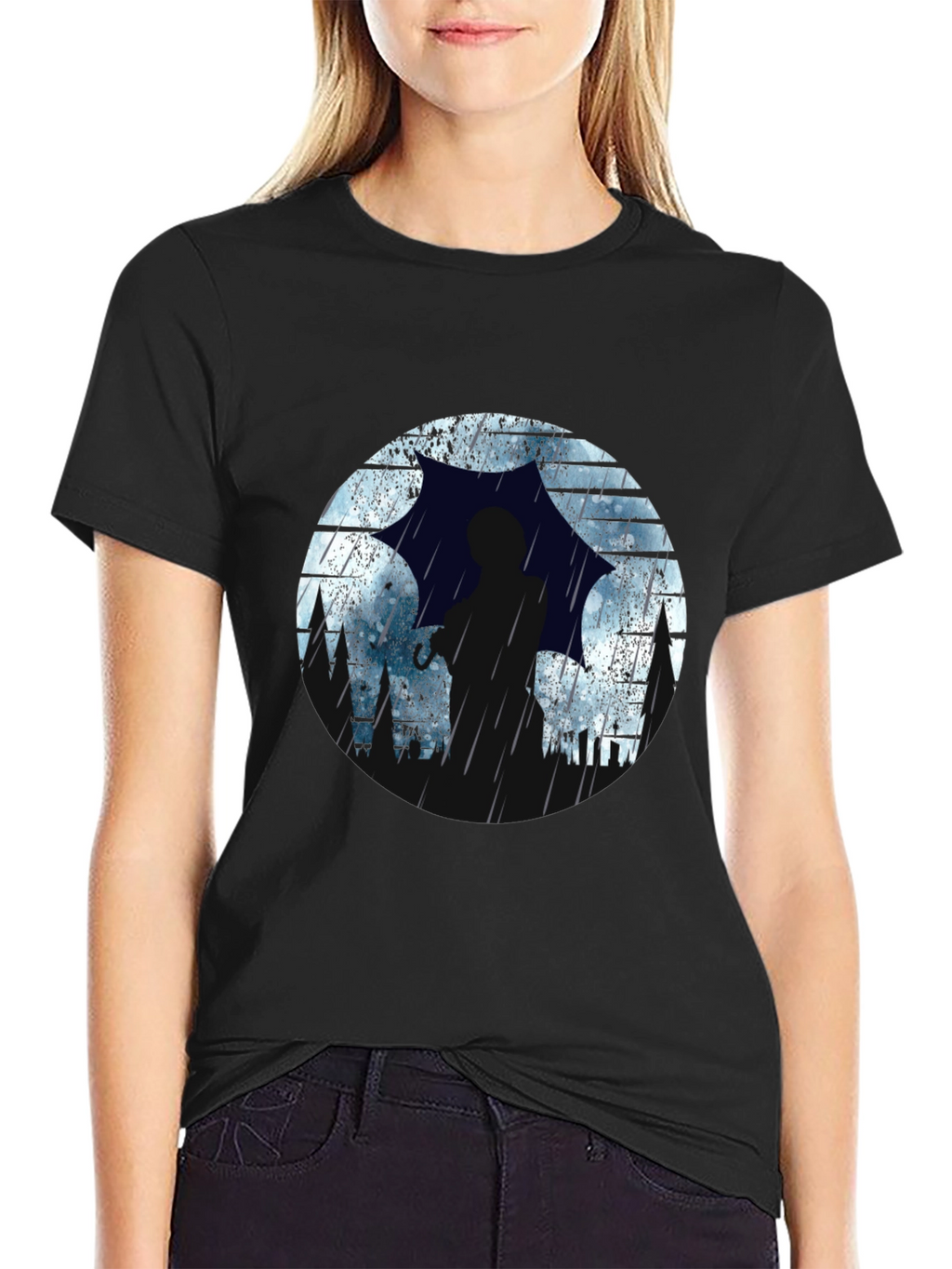 Rainy Silhouette Graphic T-Shirt