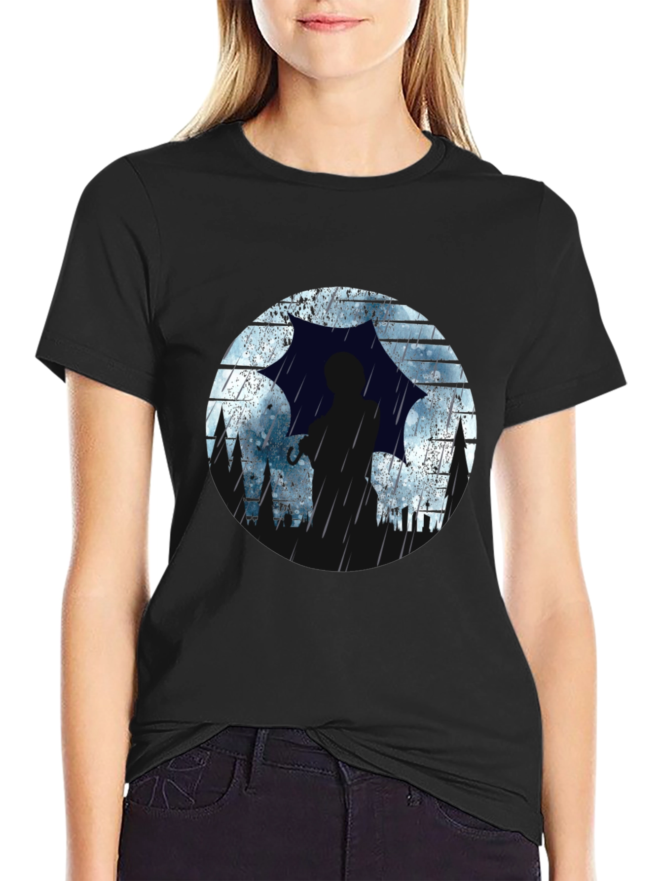 Rainy Silhouette Graphic T-Shirt