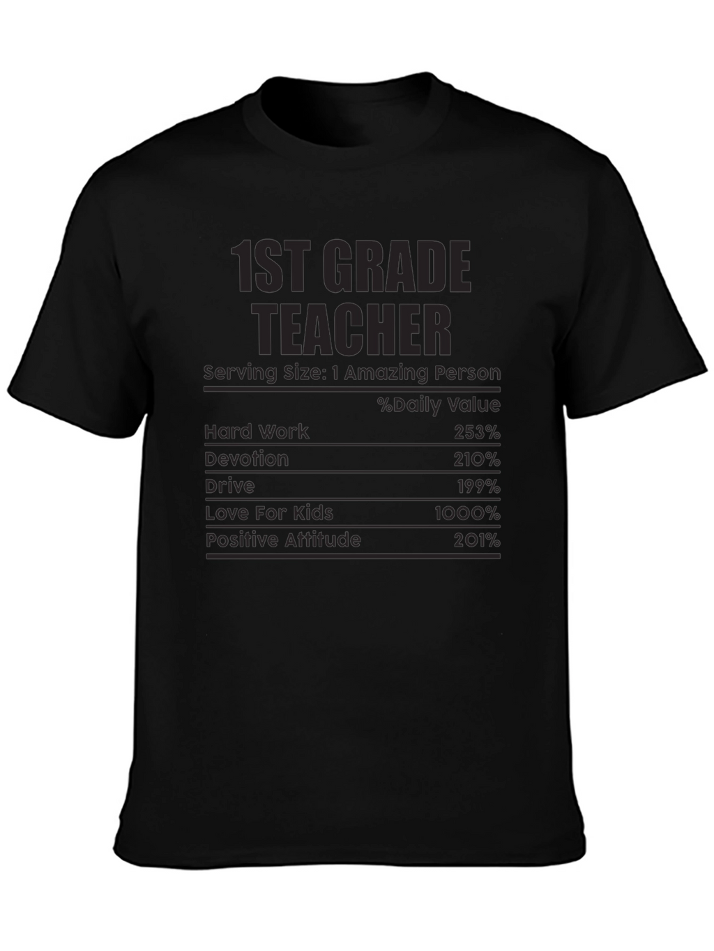 1st Grade Teacher Nutritional Facts T-Shirt
