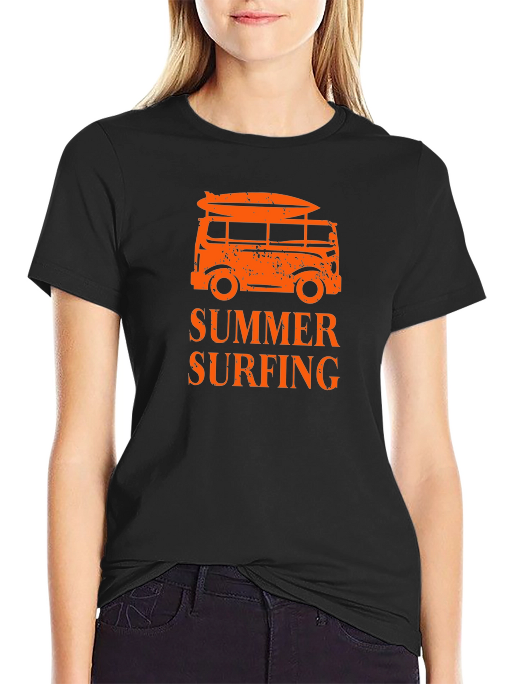 Summer Surfing Black T-Shirt