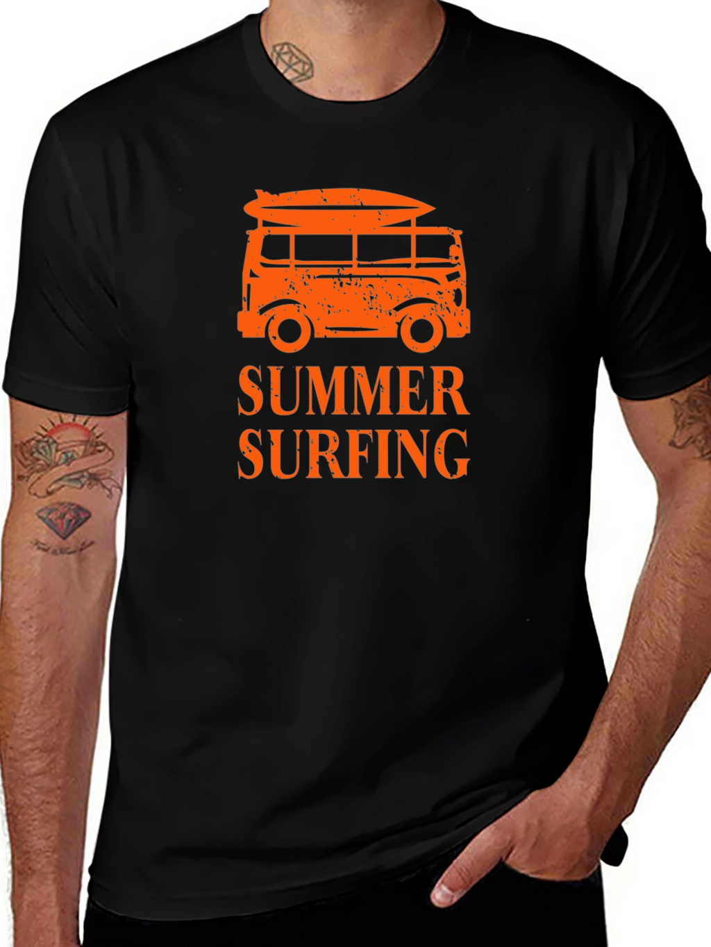 Summer Surfing Black T-Shirt