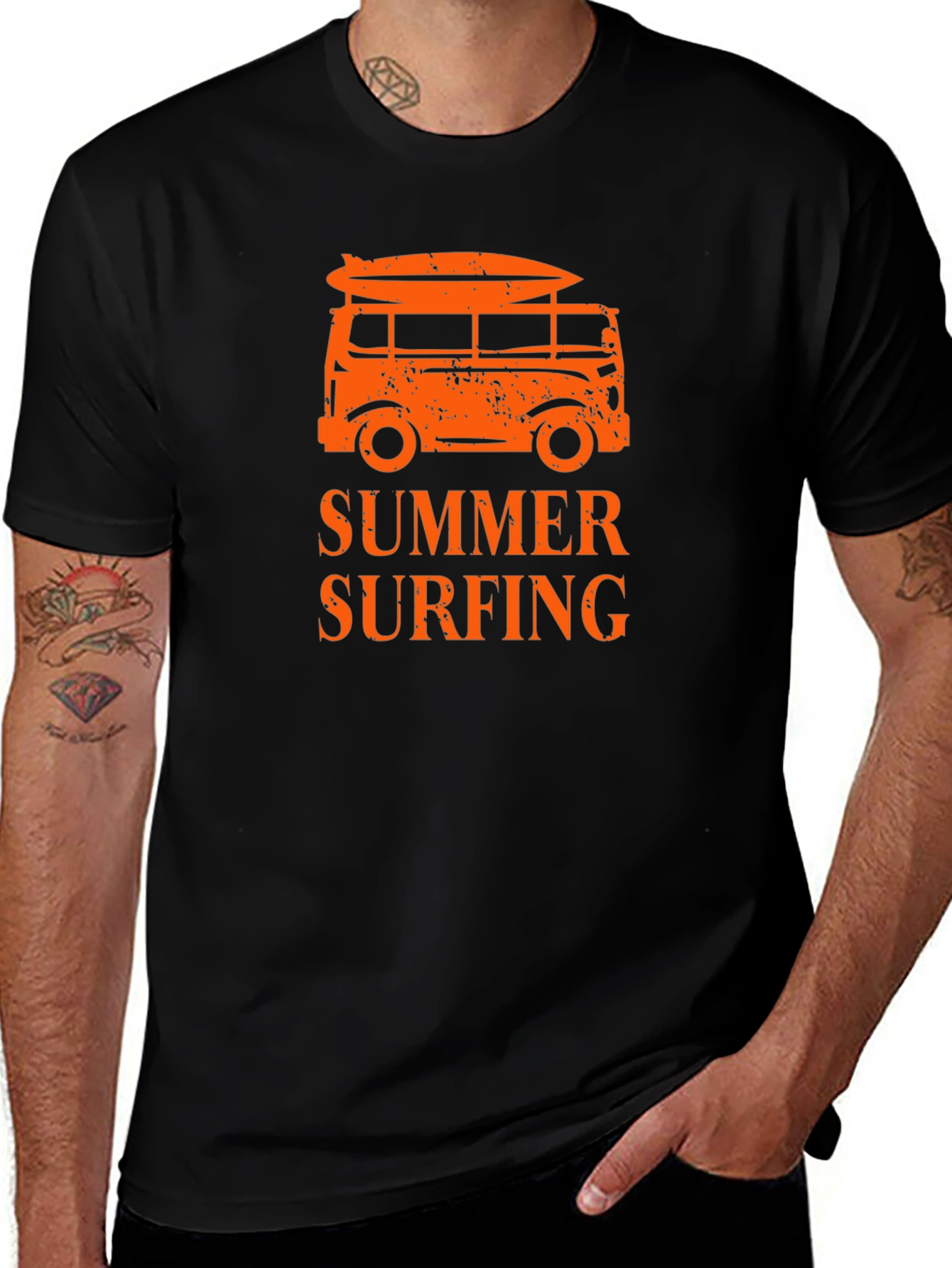 Summer Surfing Black T-Shirt