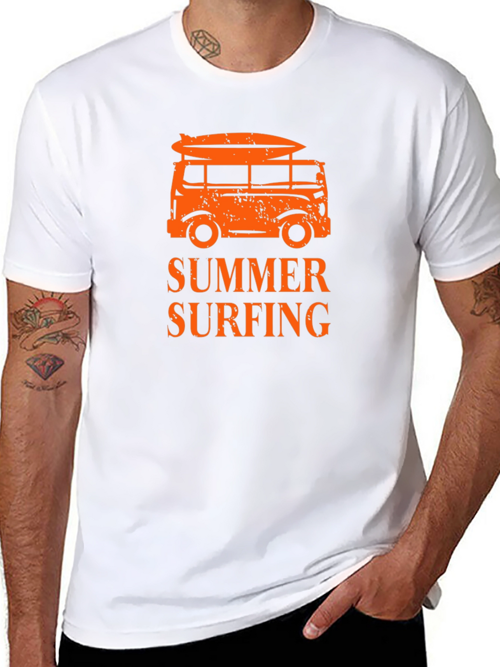 Summer Surfing Black T-Shirt