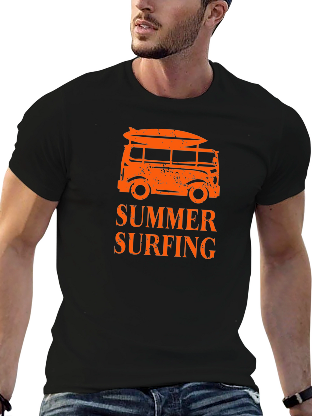 Summer Surfing Black T-Shirt