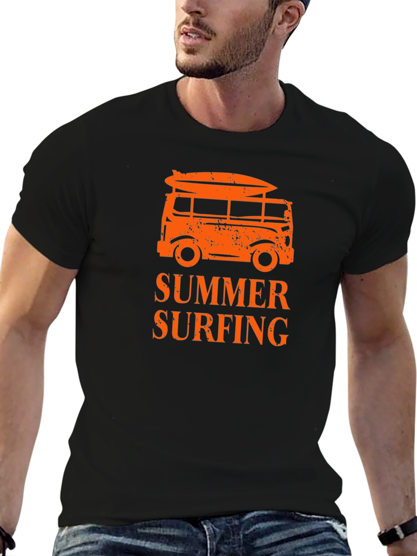 Summer Surfing Black T-Shirt