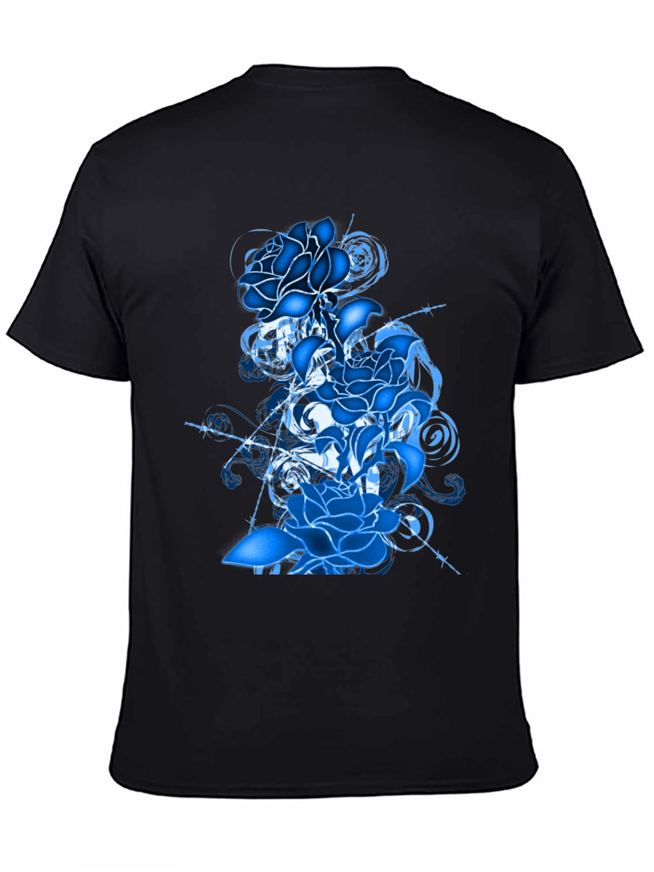 Blue Rose Graphic T-Shirt - Stylish Mens Tee