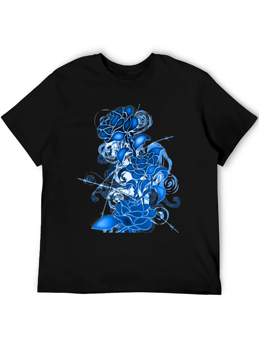 Blue Rose Graphic T-Shirt - Stylish Mens Tee