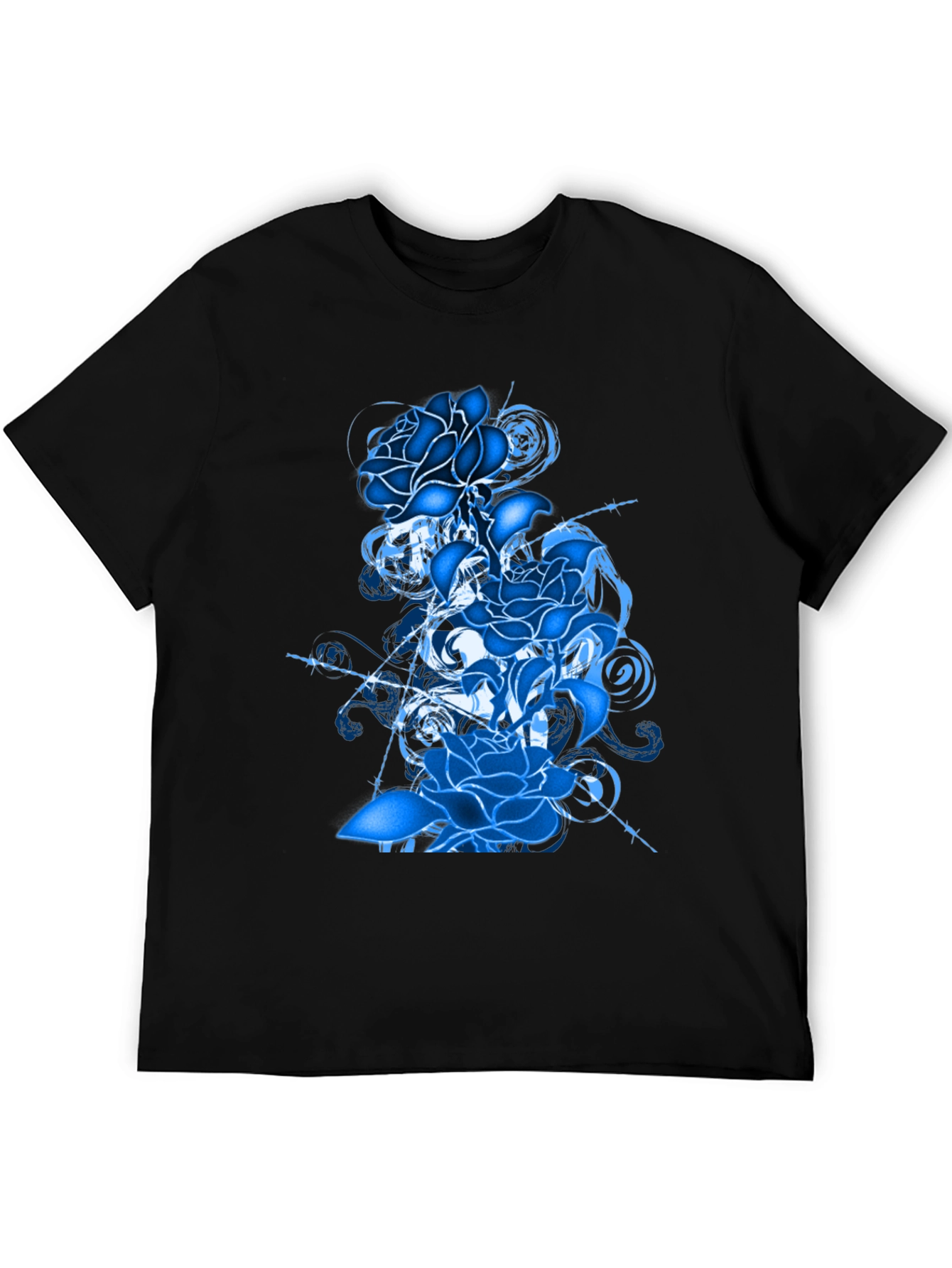 Blue Rose Graphic T-Shirt - Stylish Mens Tee