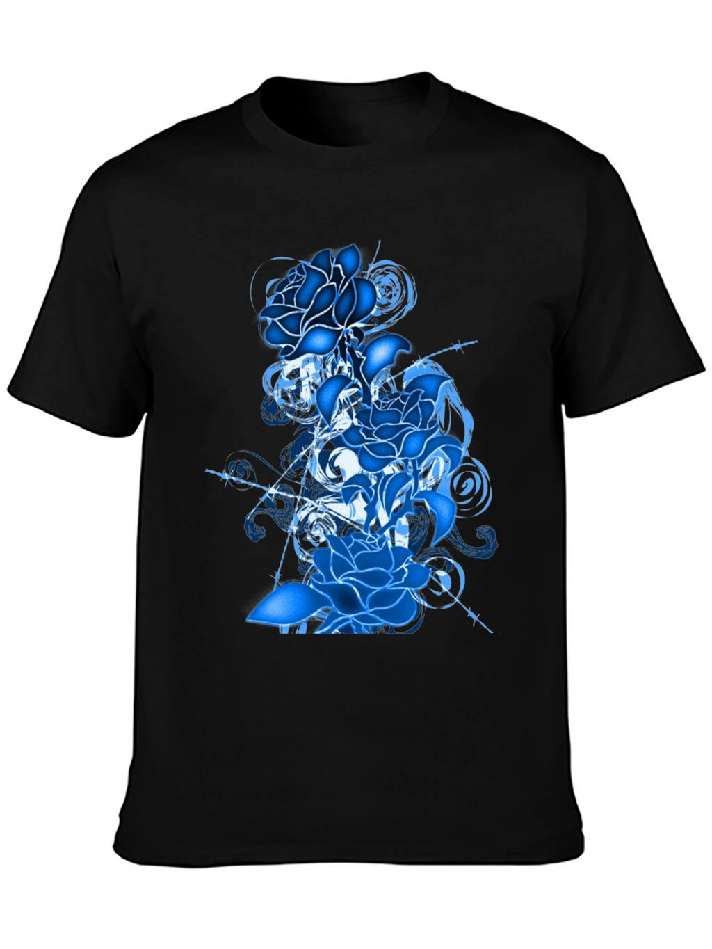 Blue Rose Graphic T-Shirt - Stylish Mens Tee