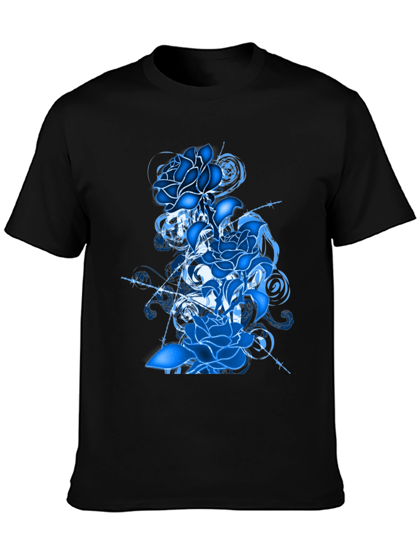 Blue Rose Graphic T-Shirt - Stylish Mens Tee