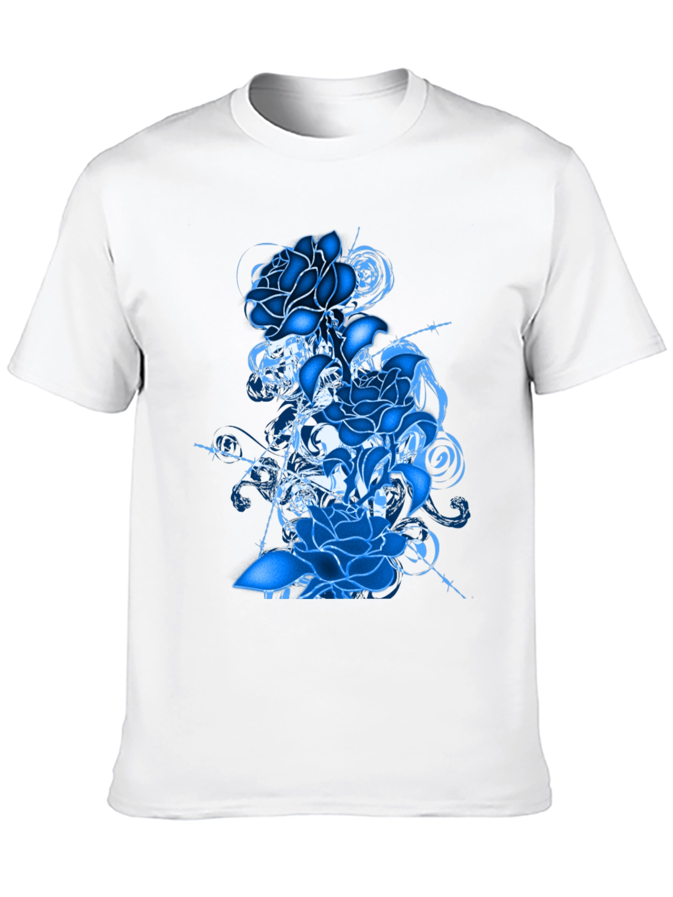 Blue Rose Graphic T-Shirt - Stylish Mens Tee