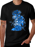 Blue Rose Graphic T-Shirt - Stylish Mens Tee