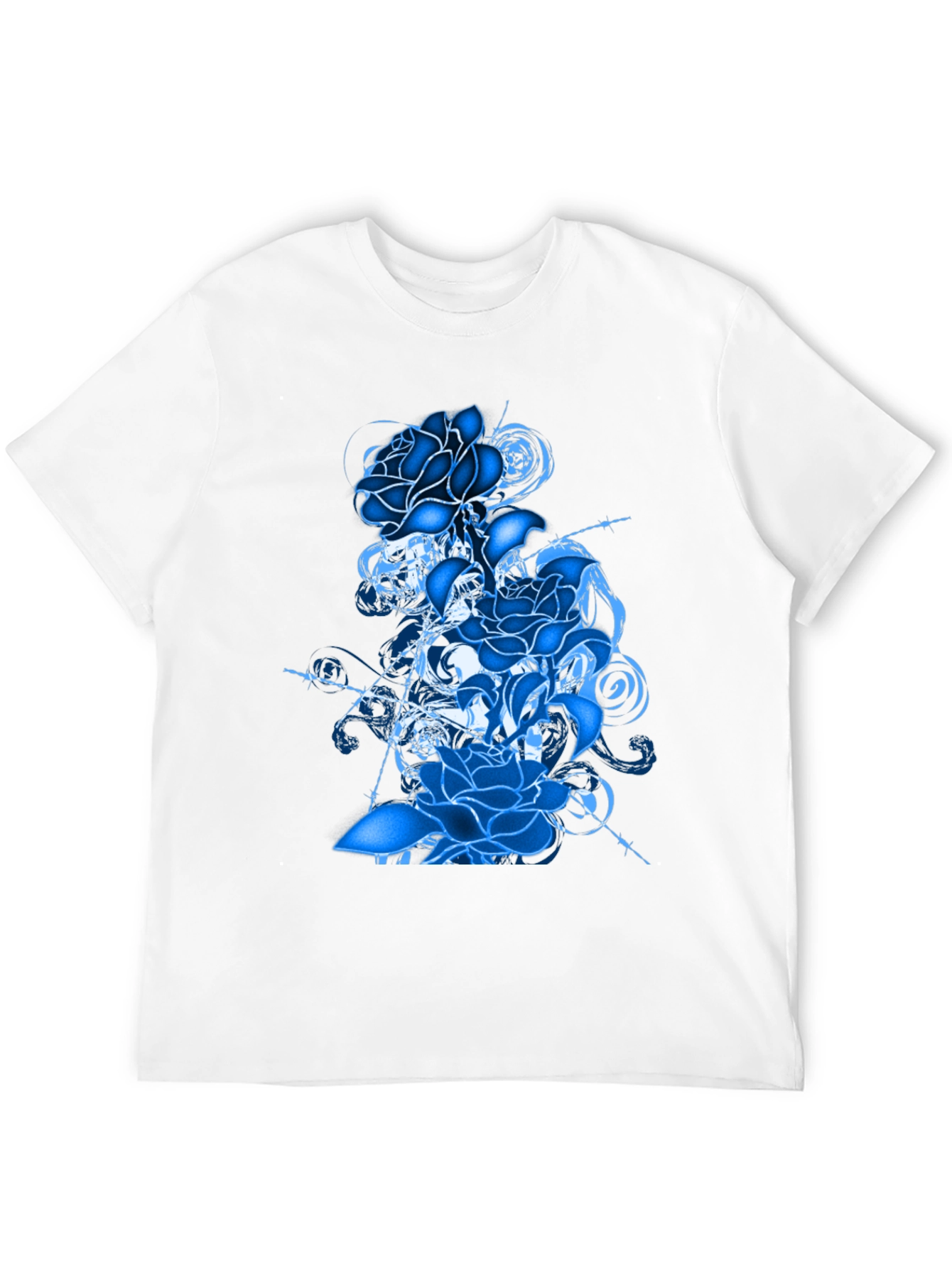 Blue Rose Graphic T-Shirt - Stylish Mens Tee