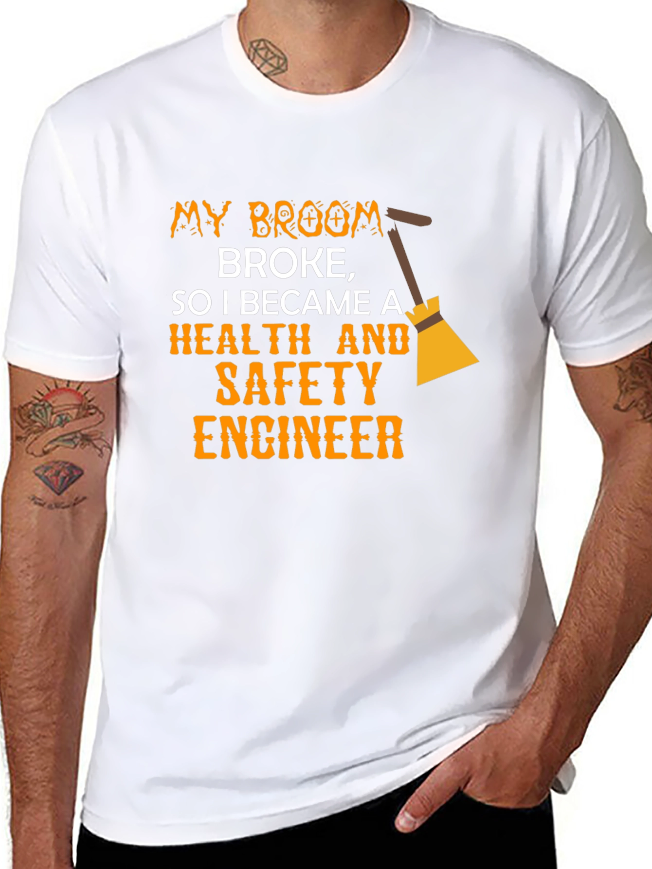 Funny Health & Safety Engineer T-Shirt - Broken Broom