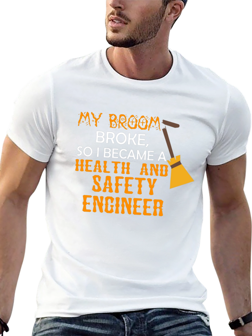 Funny Health & Safety Engineer T-Shirt - Broken Broom