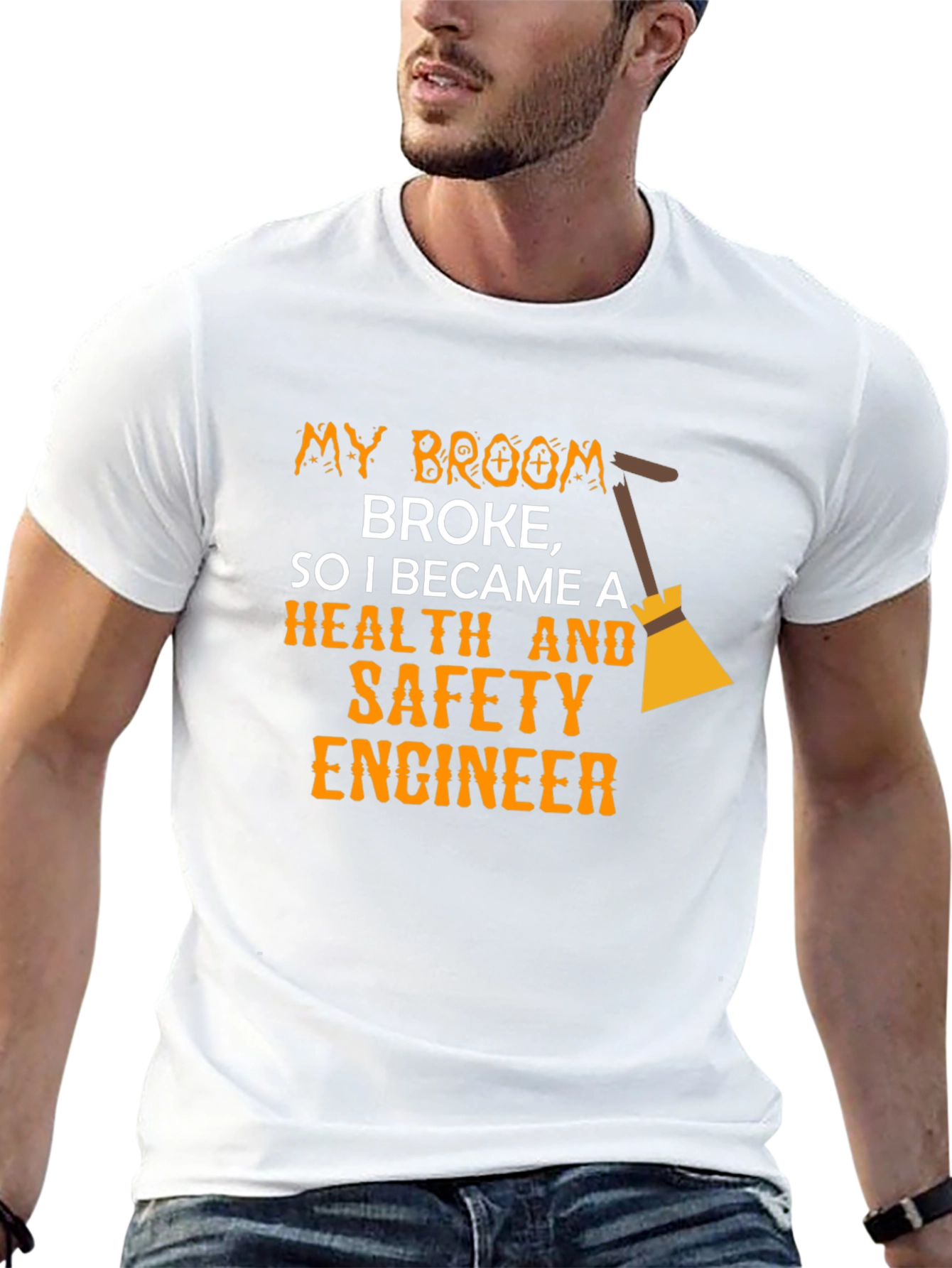 Funny Health & Safety Engineer T-Shirt - Broken Broom