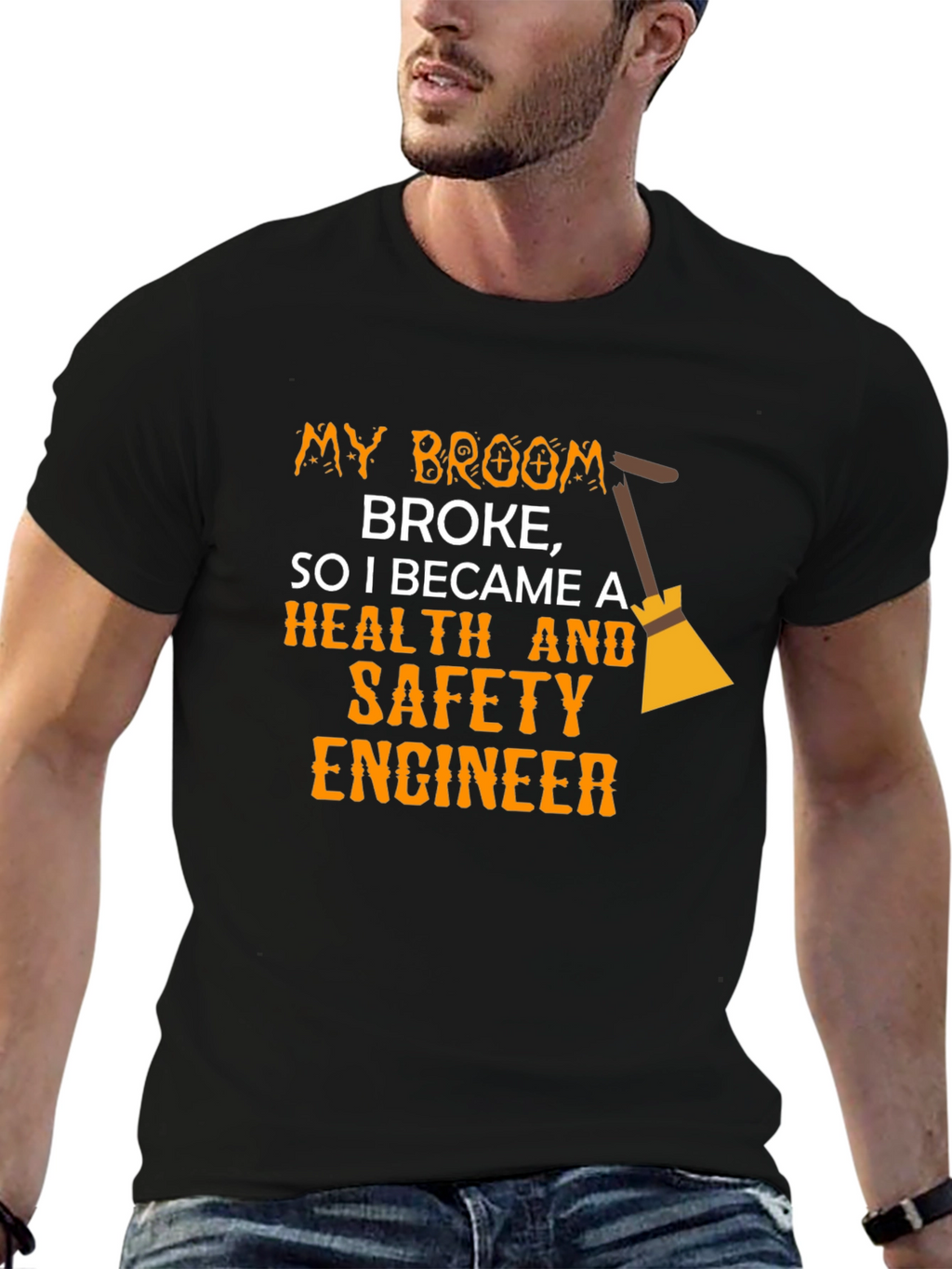 Funny Health & Safety Engineer T-Shirt - Broken Broom