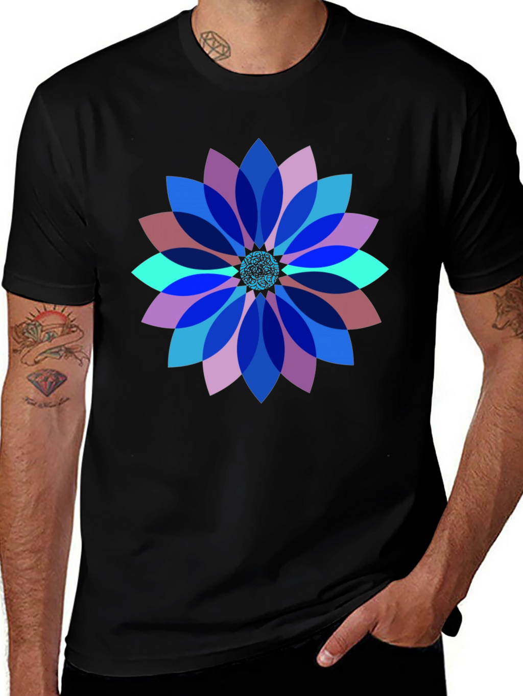Geometric Flower Graphic T-Shirt - Modern Art Tee