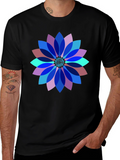 Geometric Flower Graphic T-Shirt - Modern Art Tee