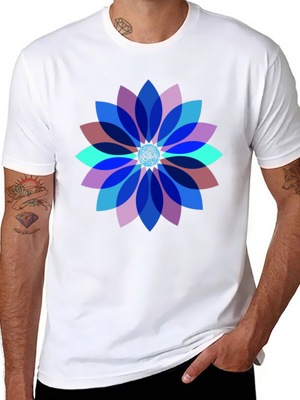 Geometric Flower Graphic T-Shirt - Modern Art Tee