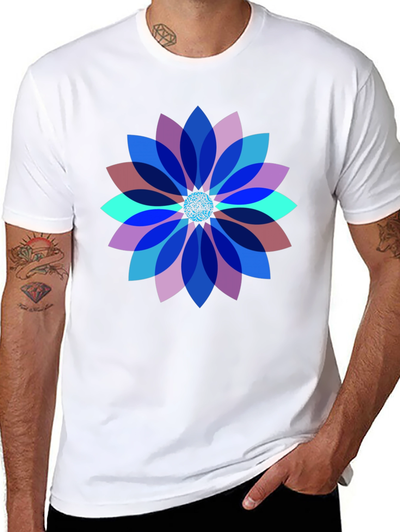 Geometric Flower Graphic T-Shirt - Modern Art Tee