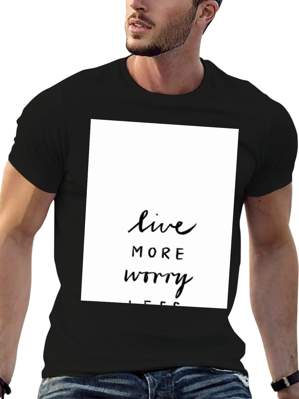 Live More Worry Less Black Graphic Tee