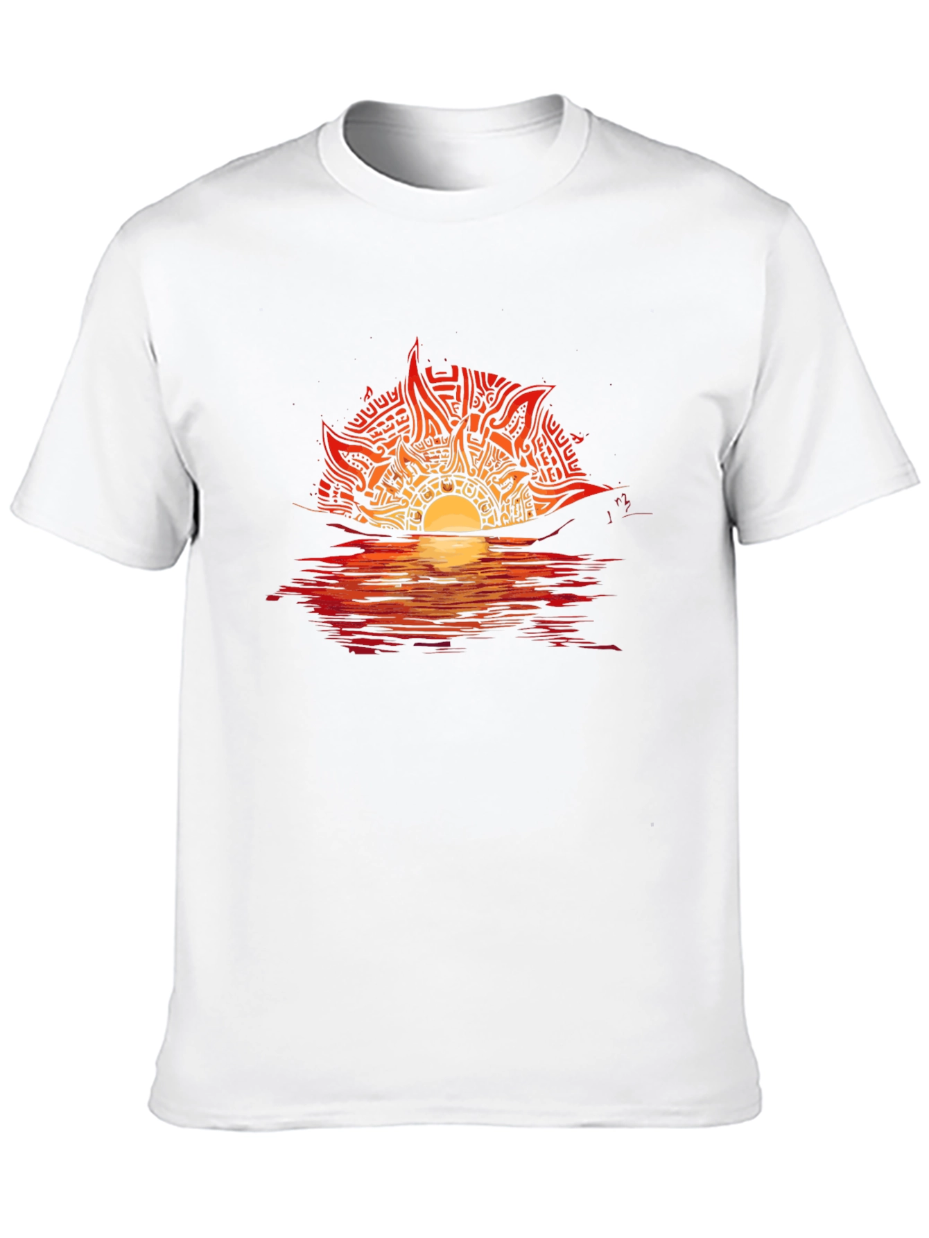 Sunset Graphic Tee - Unique Tribal Sun Design