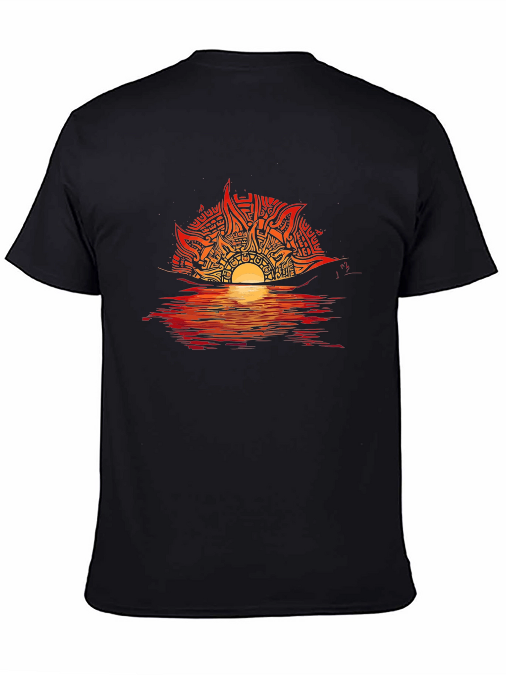 Sunset Graphic Tee - Unique Tribal Sun Design