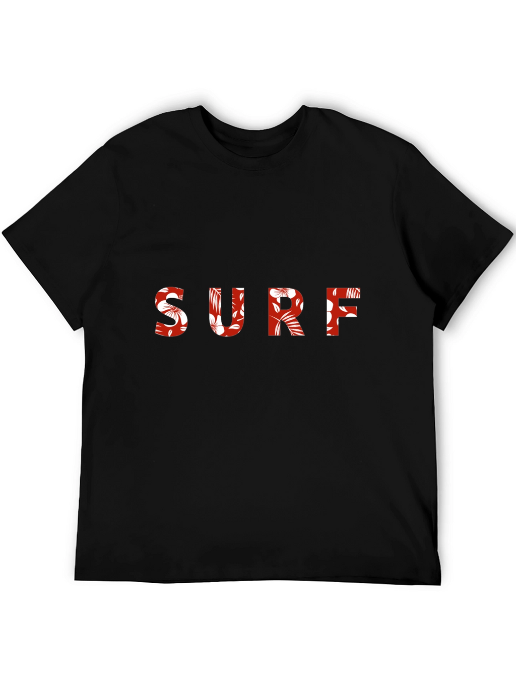 Floral Surf Tee - Black Cotton Graphic T-Shirt