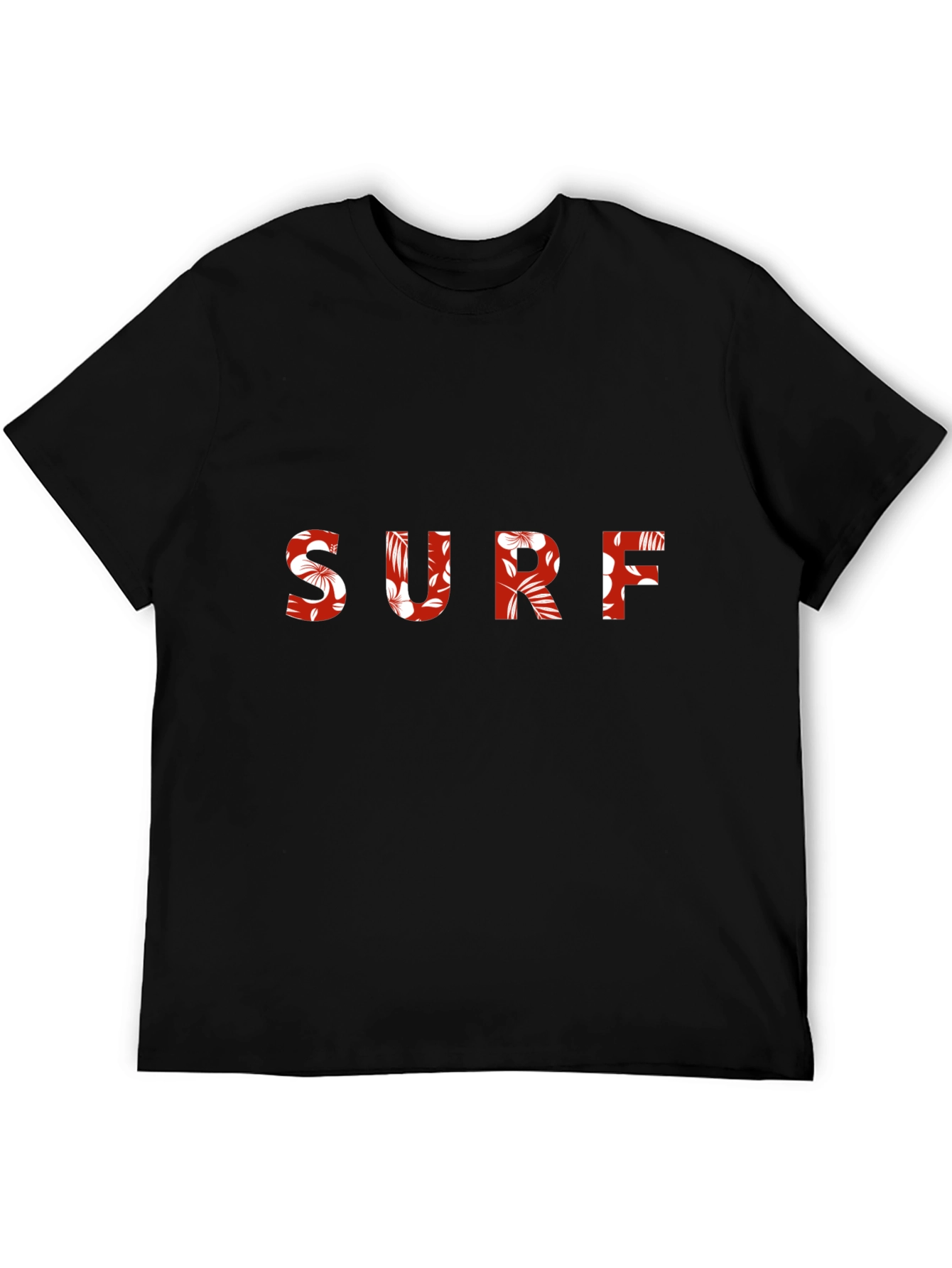 Floral Surf Tee - Black Cotton Graphic T-Shirt