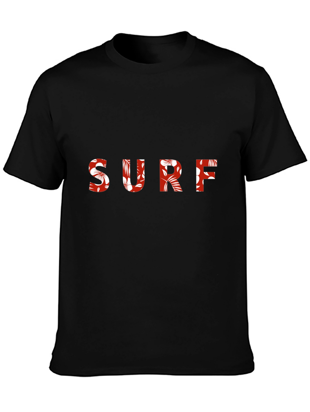 Floral Surf Tee - Black Cotton Graphic T-Shirt