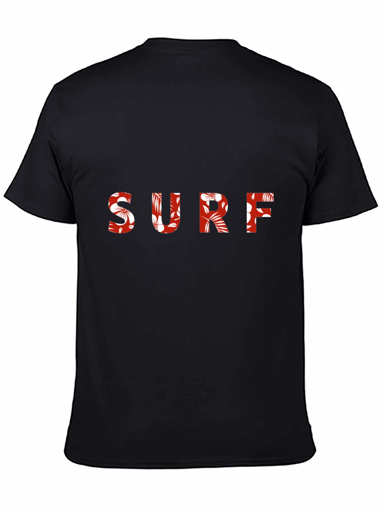 Floral Surf Tee - Black Cotton Graphic T-Shirt