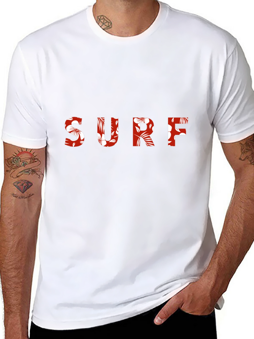 Floral Surf Tee - Black Cotton Graphic T-Shirt