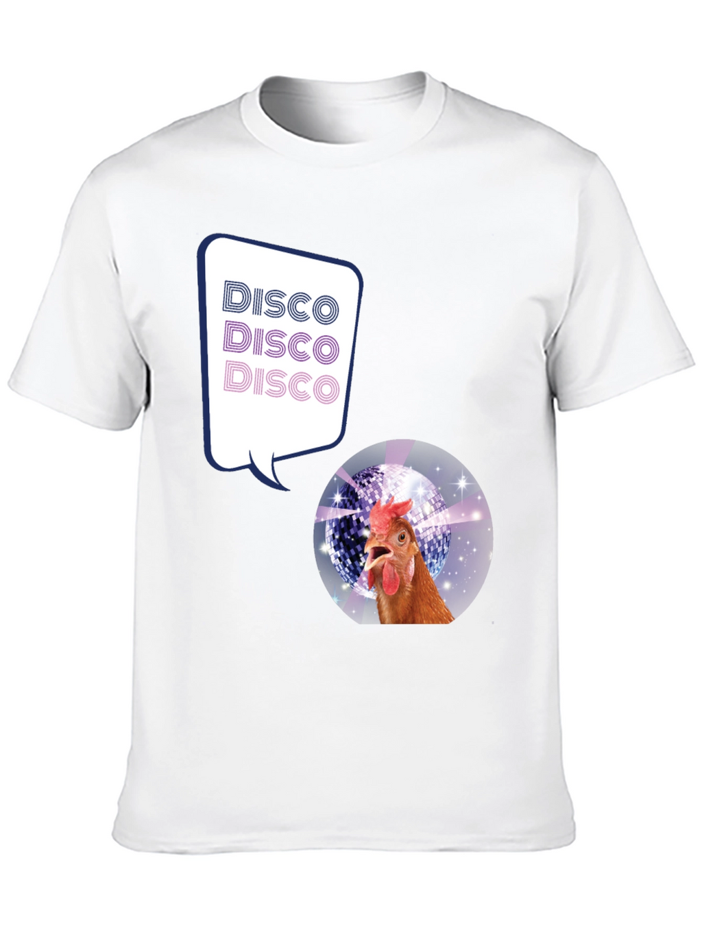 Disco Chicken Graphic Tee - Funny Party Shirt