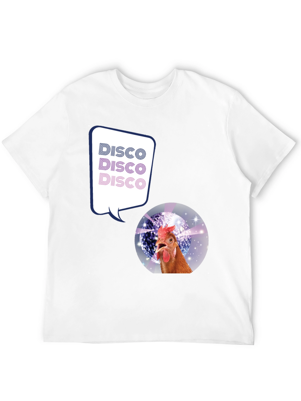 Disco Chicken Graphic Tee - Funny Party Shirt