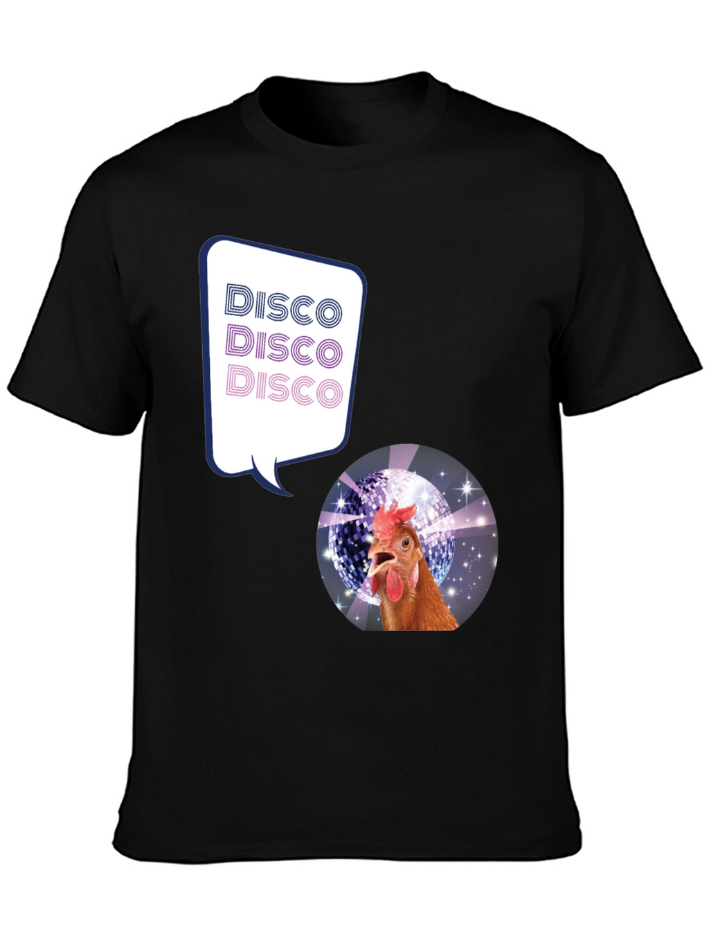 Disco Chicken Graphic Tee - Funny Party Shirt