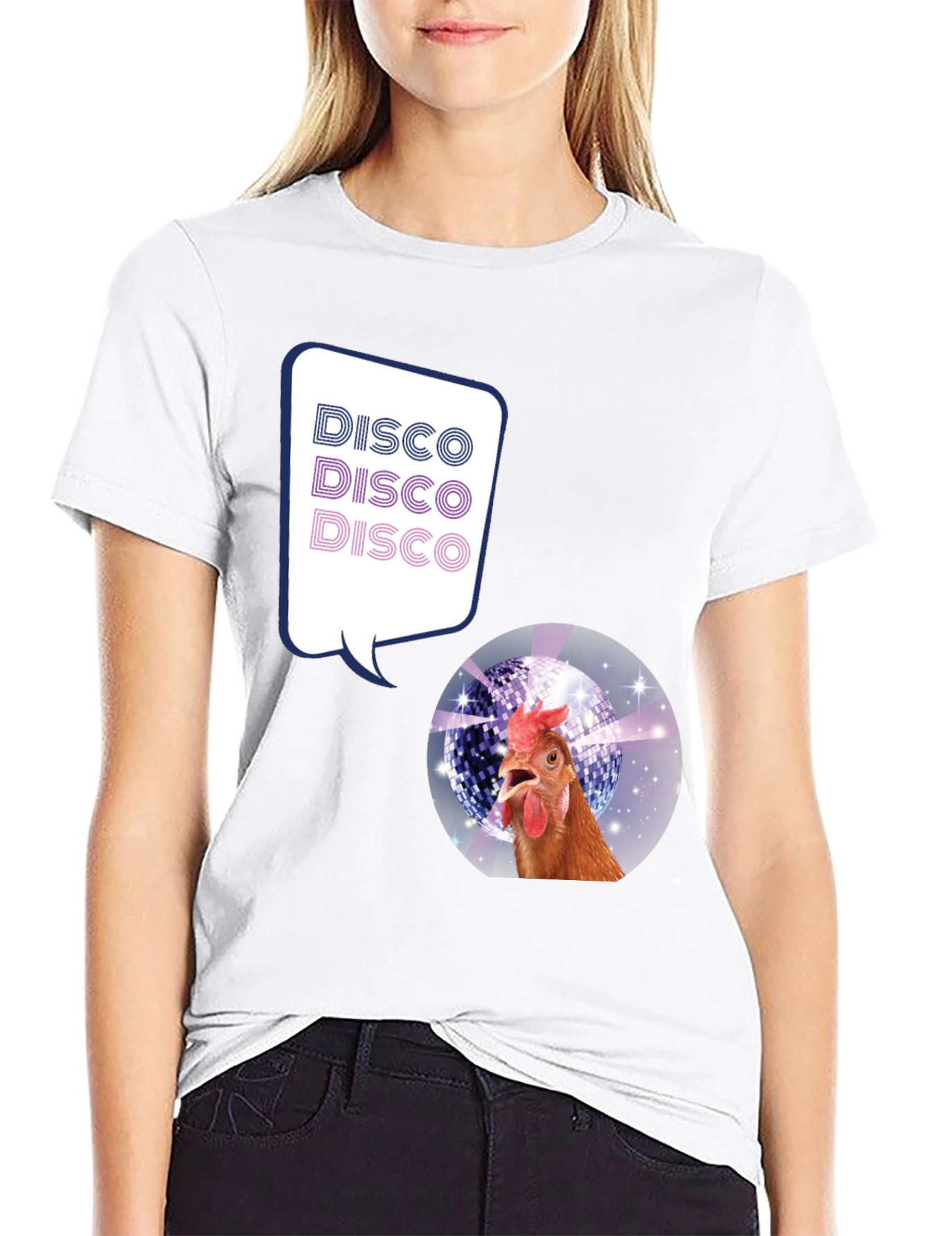 Disco Chicken Graphic Tee - Funny Party Shirt