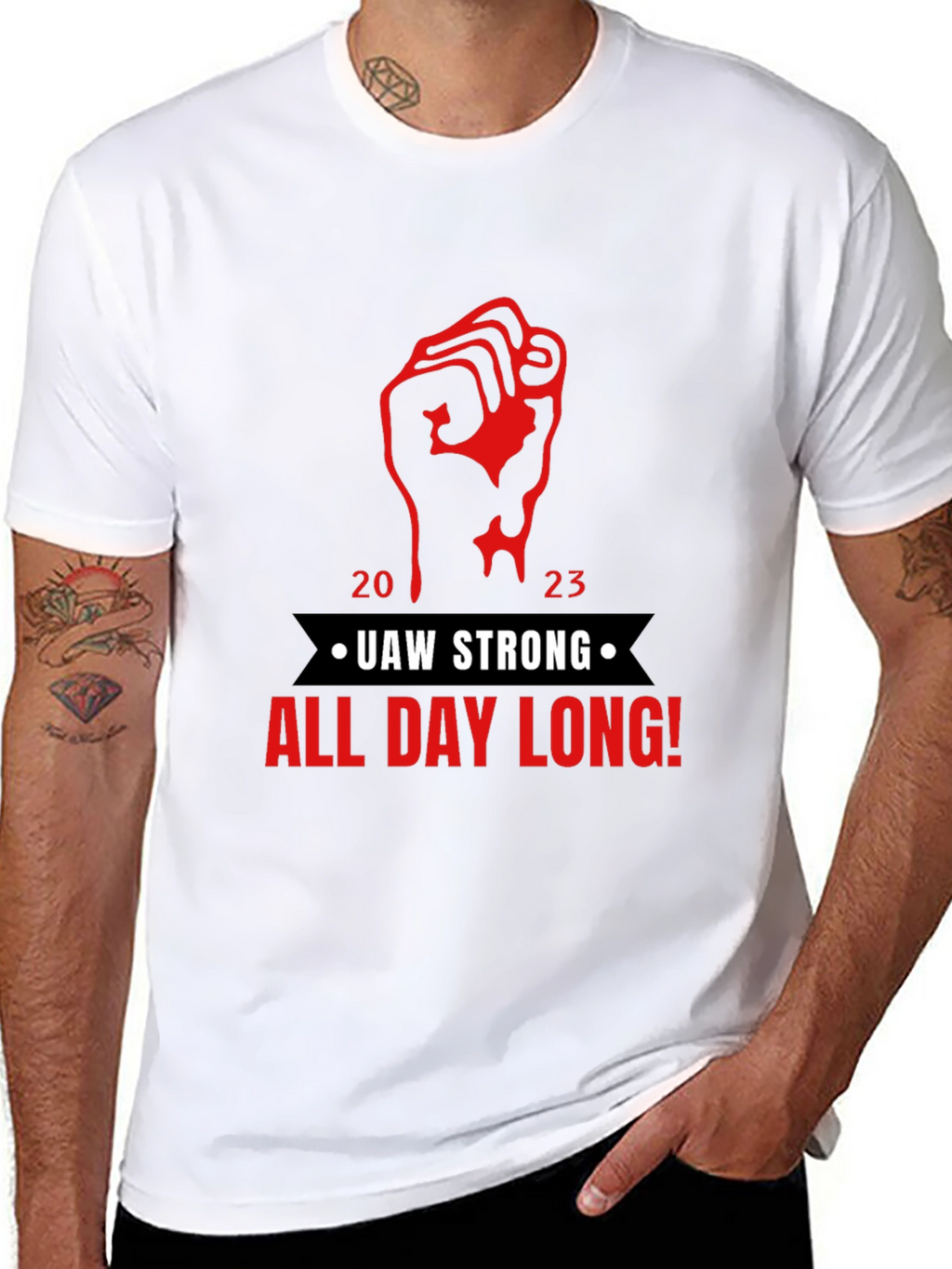 UAW Strong All Day Long! Black T-Shirt