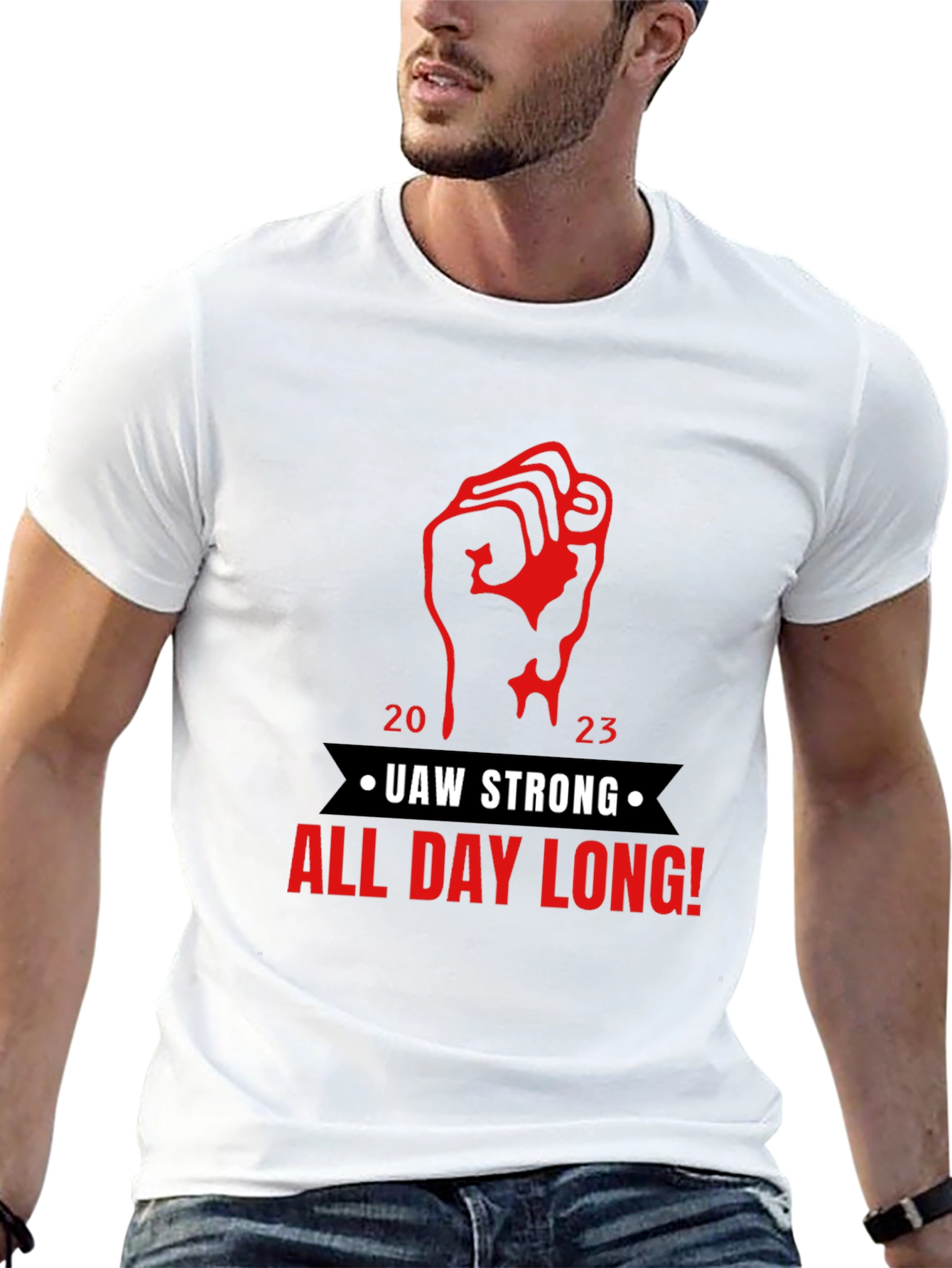 UAW Strong All Day Long! Black T-Shirt