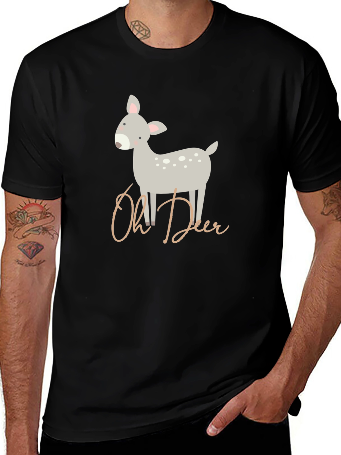Oh Deer Cute Graphic Print T-Shirt