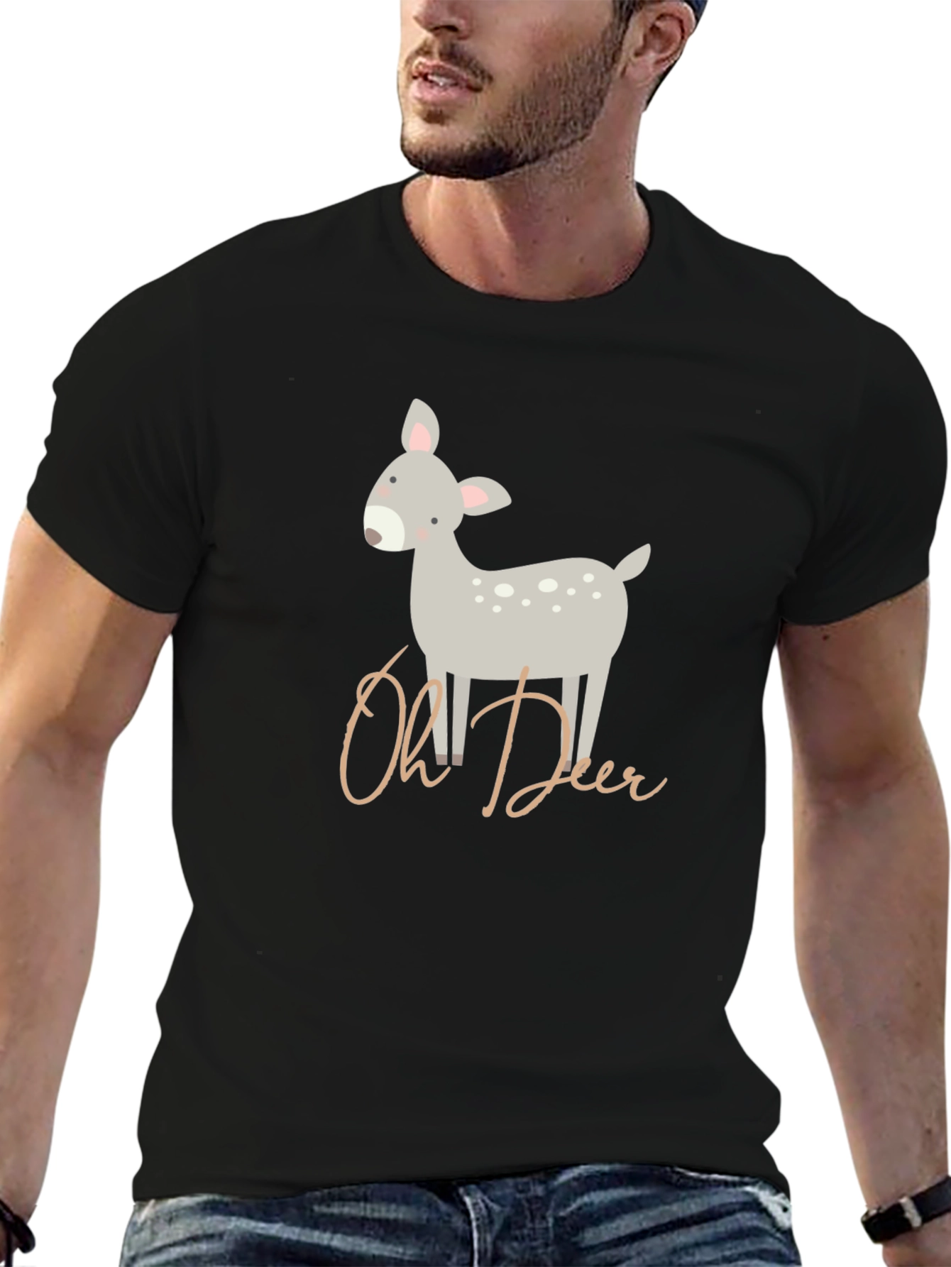 Oh Deer Cute Graphic Print T-Shirt