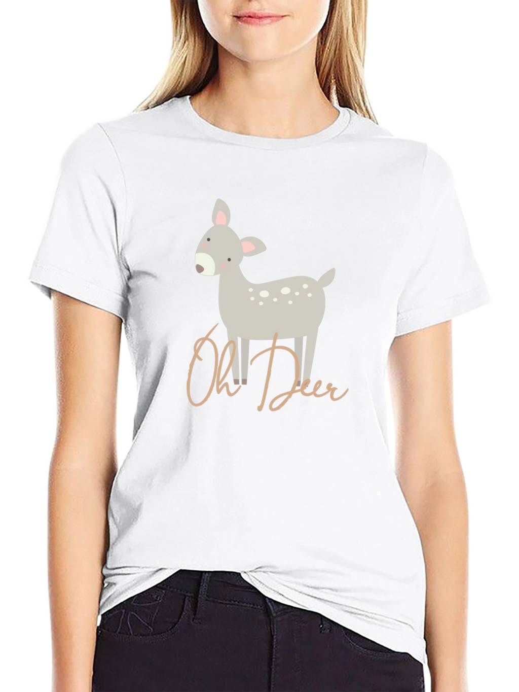 Oh Deer Cute Graphic Print T-Shirt