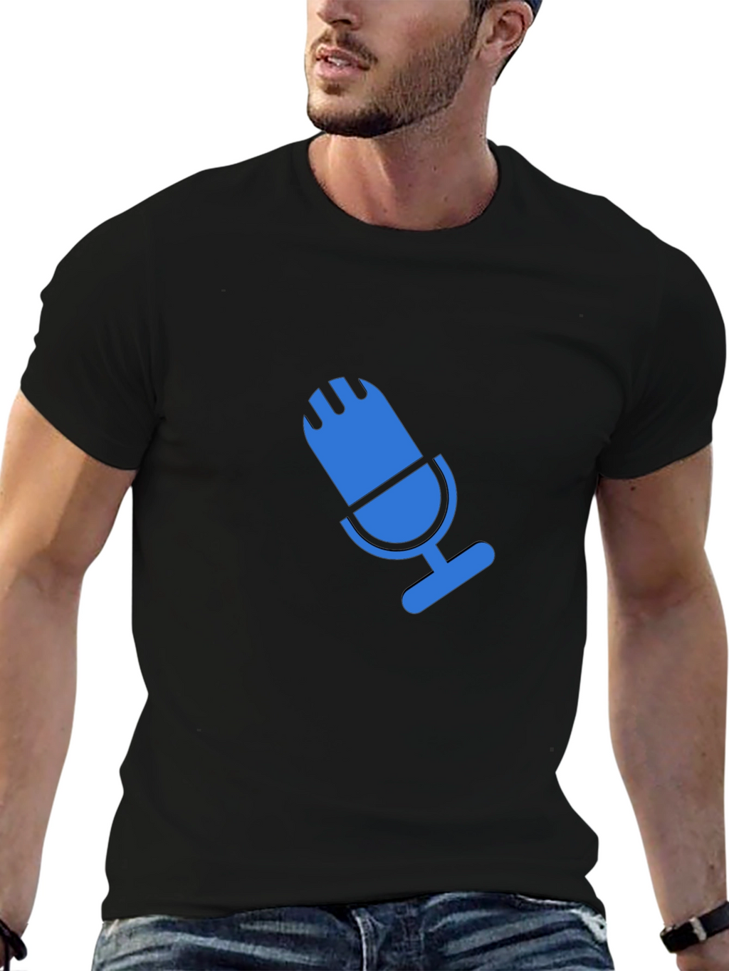 Blue Microphone Graphic Black T-Shirt
